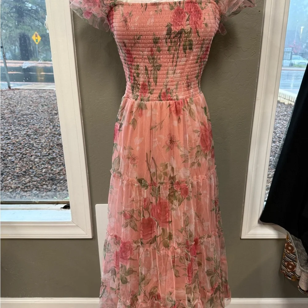 Baltic Born Pink Floral Midi Dress - Picture 1 of 4